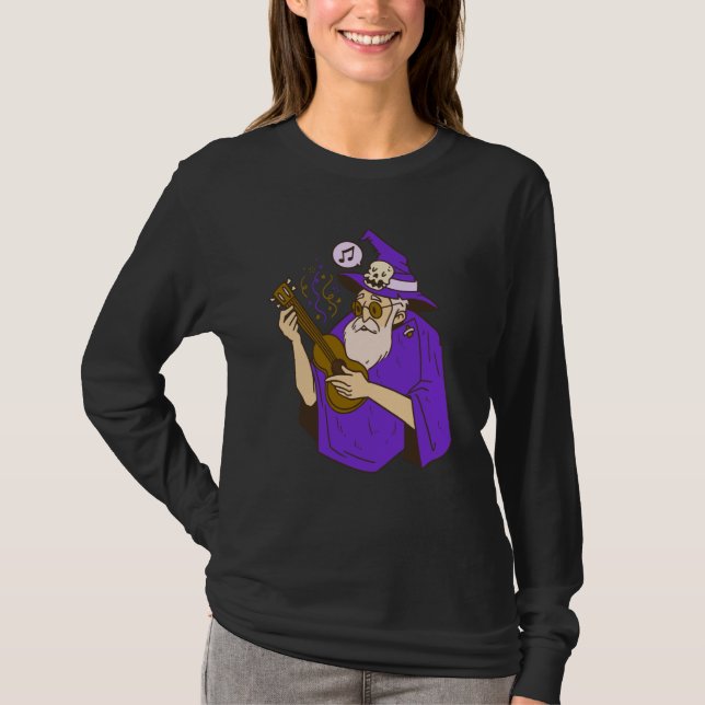 wizard ukulele witch music playing guitar t shirt (Framsida)