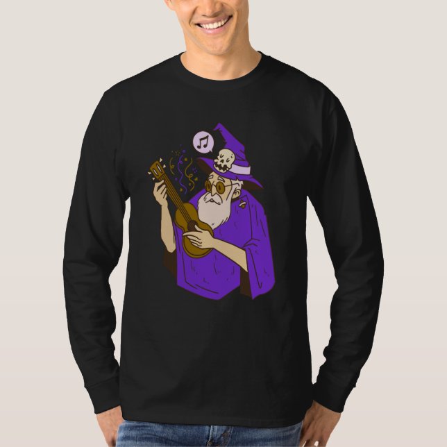wizard ukulele witch music playing guitar t shirt (Framsida)