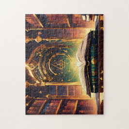 Wizarding School's Magic Bibliotek för Witchcraft Pussel