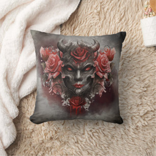 Wizardry   Mörk Horned Demon med Glowing Red Ögon Kudde