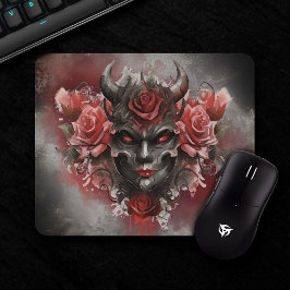 Wizardry | Mörk Horned Demon med Glowing Red Ögon Musmatta