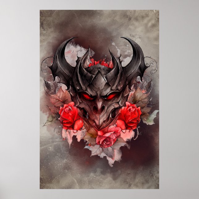 Wizardry | Red Eyed Smoky Demon Beast med Ro Poster (Framsidan)