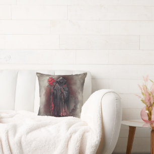 Wizardry   Shadowy Mörk Witch Glowing Red Ögon Kudde