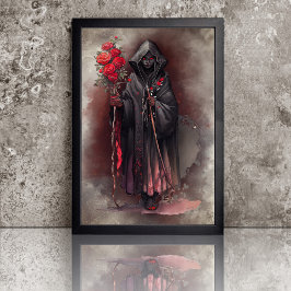 Wizardry | Shadowy Mörk Witch Glowing Red Ögon Poster