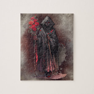 Wizardry Shadowy Mörk Witch Glowing Red Ögon Pussel