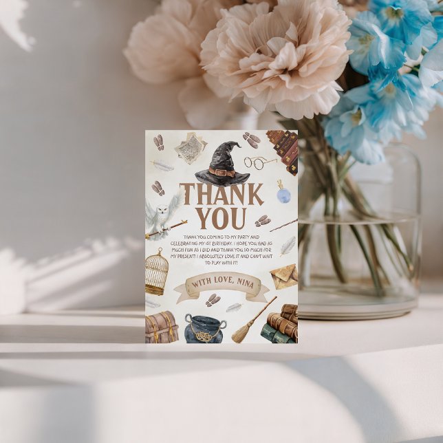 Wizards Birthday Thank You Card Inbjudningar (Skapare uppladdad)