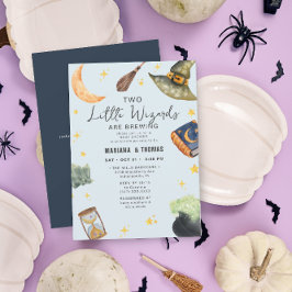 Wizards Brewing Twin Boys Halloween Baby Shower Inbjudningar