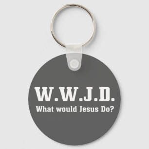 WJD? Vad skulle Jesus göra?Grå Nyckelring