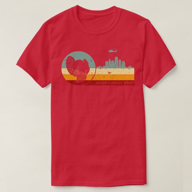 Wkrp Turkey Drop Retro Stil T Shirt (Design framsida)