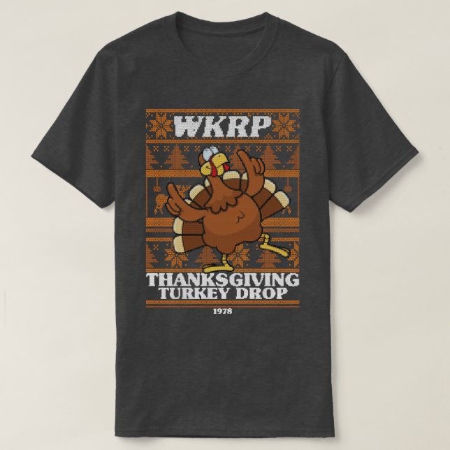 Wkrp Turkey Drop Ugly Sweater T Shirt (Design framsida)