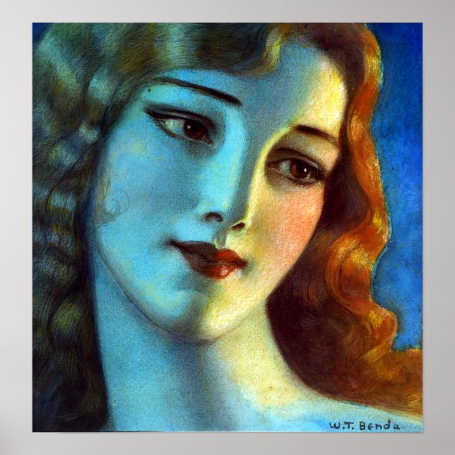 Władysław T. Benda Head of Girl with Long Blonde Poster (Framsidan)
