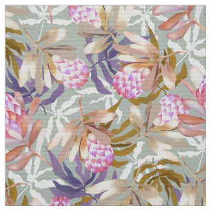 Wlid Flowers Protea Grått Tyg