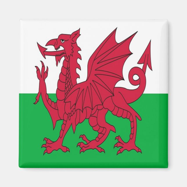 WLS001 FLAGGA, Svetsade WALES, Fridge Magnet (Framsidan)