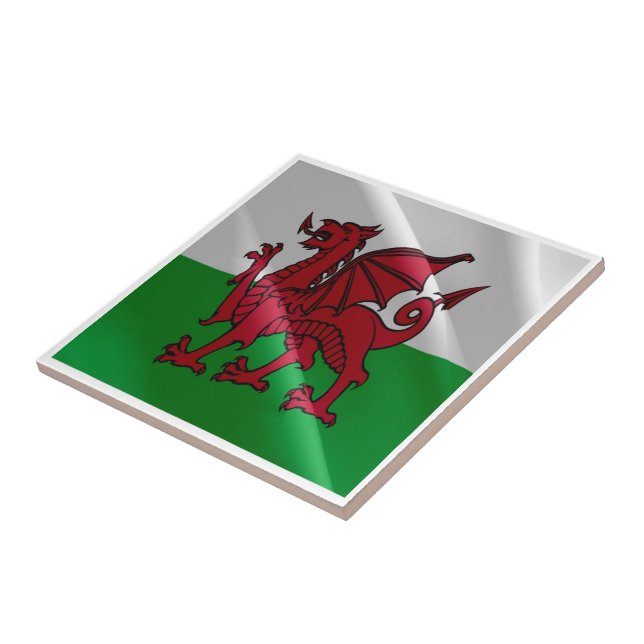 WLS002 Wave FLAGGA welsh WALES Kakelplatta (Sidan)