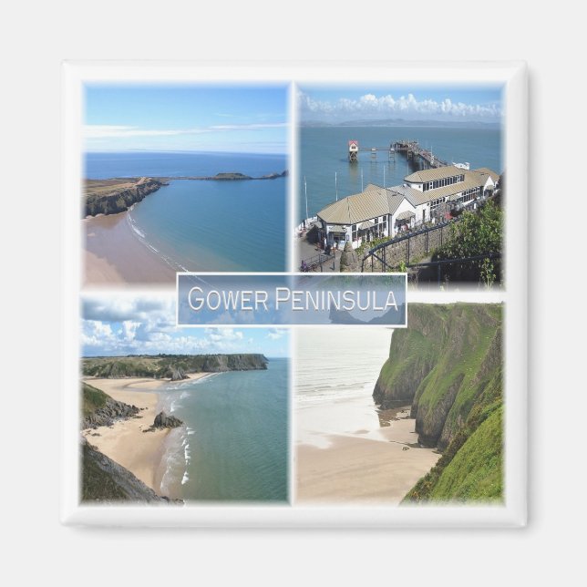 WLS004 GOWER Peninsula Mumbles, Wales, Fridge Magnet (Framsidan)