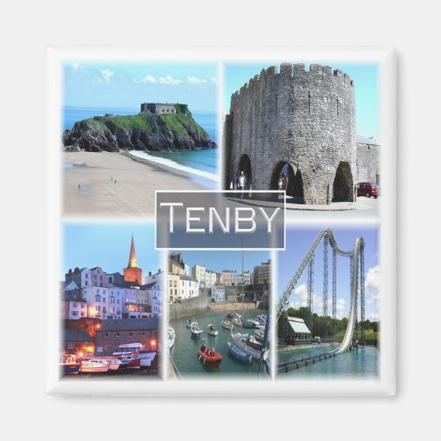 WLS007 TENBY, Wales, Europe, Fridge Magnet (Framsidan)