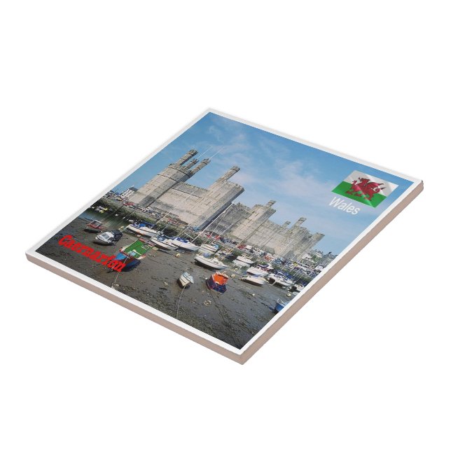 WLS018 CAERNARFON CASTLE, Wales, Europa Kakelplatta (Sidan)