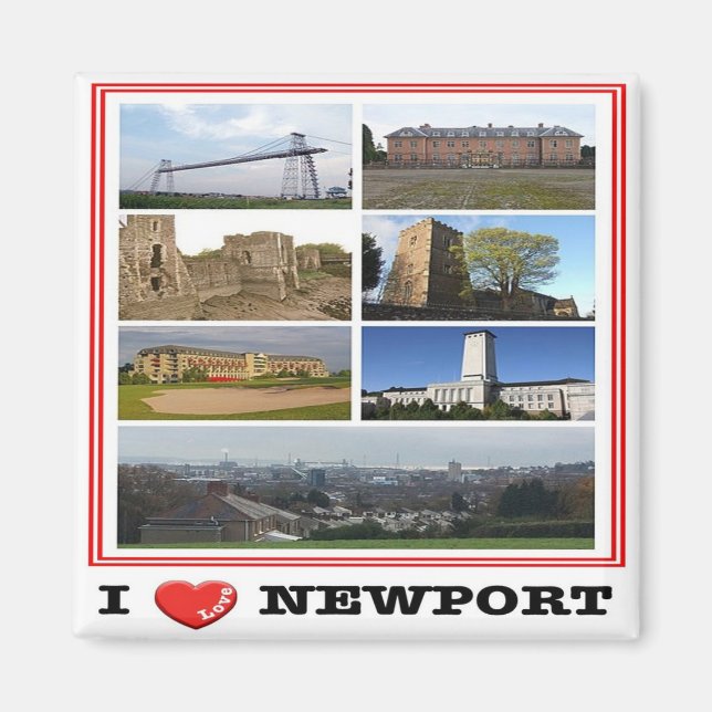 WLS020 NEWPORT ’I KÄRLEK’, Wales, Europa, Fridge Magnet (Framsidan)