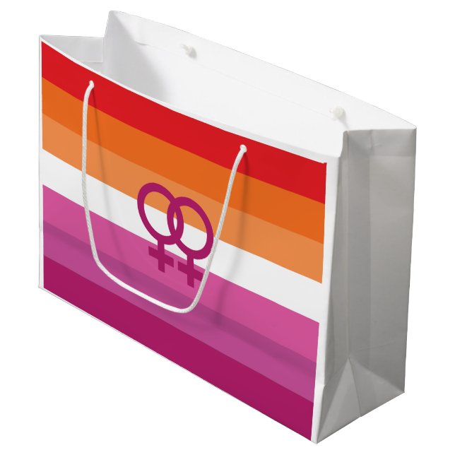 WLW Lesbisk Pride Flagga (Solnedgång) (Framsidan Vinklad)