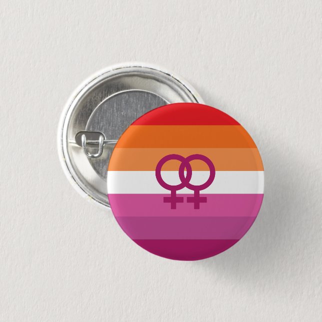 WLW Lesbisk Pride Flagga (Solnedgång) Knapp (Framsida & baksida)