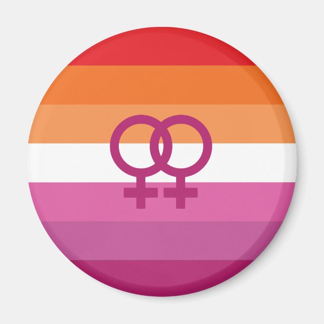 WLW Lesbisk Pride Flagga (Solnedgång) Magnet (Framsidan)