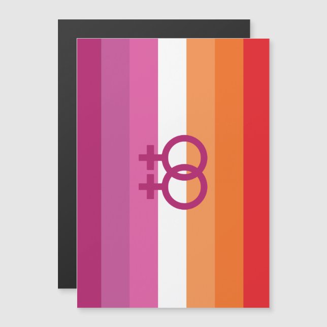 WLW Lesbisk Pride Flagga (Solnedgång) Magnetisk Inbjudningskort (Fram/baksida)
