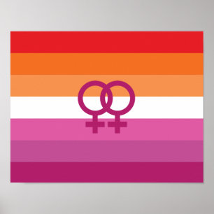 WLW Lesbisk Pride Flagga (Solnedgång) Poster