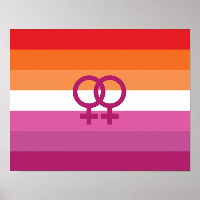 WLW Lesbisk Pride Flagga (Solnedgång) Poster (Framsidan)