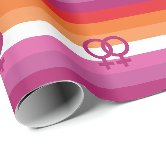 WLW Lesbisk Pride Flagga (Solnedgång) Presentpapper (Rullad Hörn)