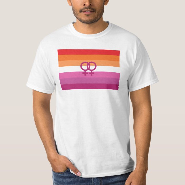 WLW Lesbisk Pride Flagga (Solnedgång) T Shirt (Framsida)