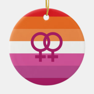 WLW Lesbisk Prideflagga Julgransprydnad Keramik