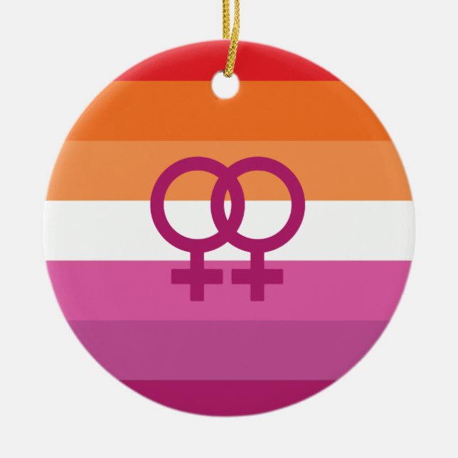 WLW Lesbisk Prideflagga Julgransprydnad Keramik (Framsidan)