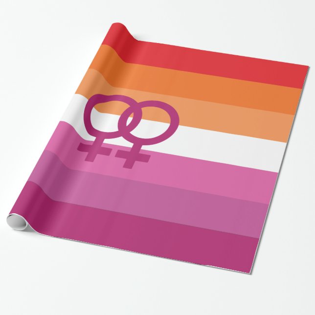 WLW Lesbisk Prideflagga Presentpapper (Utrullad)
