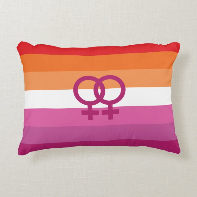 WLW Lesbisk Prideflagga Prydnadskudde (Framsidan)