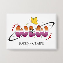 WLW Solnedgång Lesbisk Flagga Fjäril Knappsats