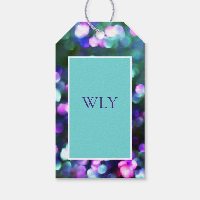 "WLY" Aqua Confetti Gift-Märkre Presentetikett (Framsidan)