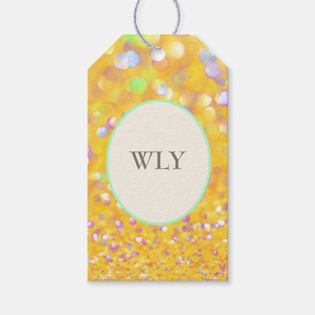 WLY Gult Confetti Gift-Märkre Presentetikett (Framsidan)