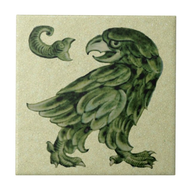 Wm De Morgan Grönt Eagle Repro Ceramic Tile Kakelplatta (Framsidan)