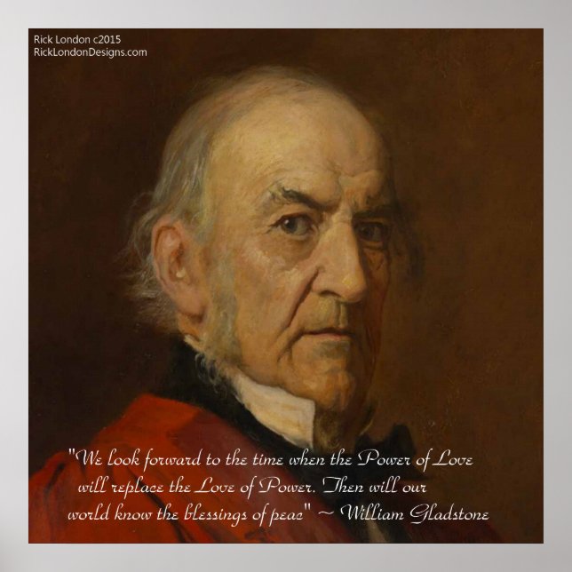 WM Gladstone & Power of Kärlek Quote Poster (Framsidan)