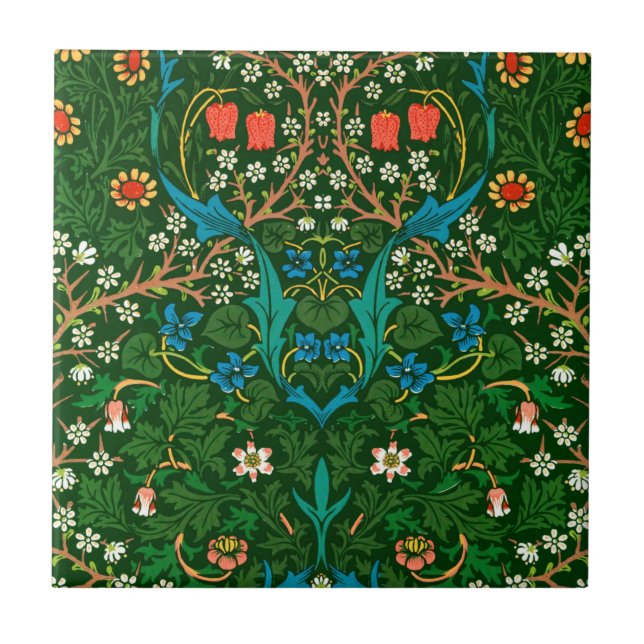 WM Morris Blackthorn Art nouveau Mönster Kakelplatta (Framsidan)