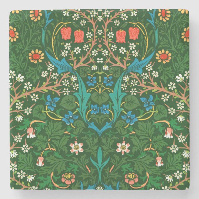 WM Morris Blackthorn Art nouveau Mönster Stenunderlägg (Framsidan)