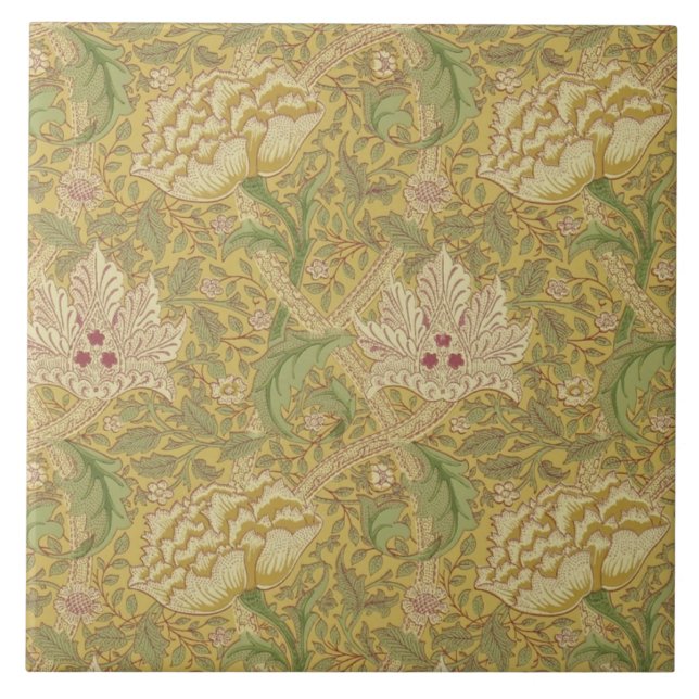 Wm Morris Classic Windrush Design Guld - flersidig Kakelplatta (Framsidan)
