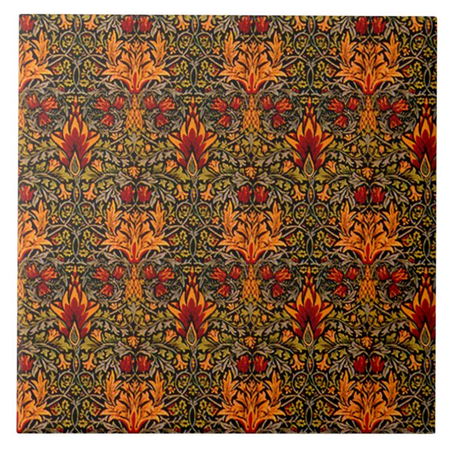 Wm. Morris genomdränkte Kakelplatta (Framsidan)