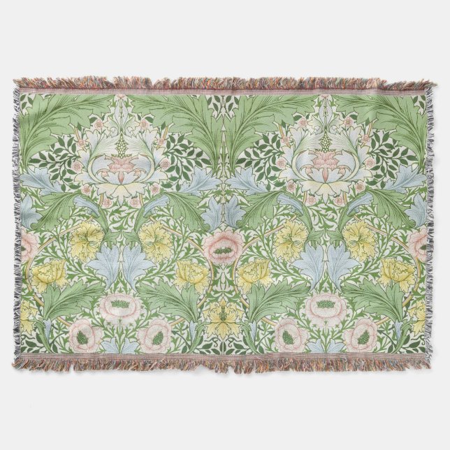 Wm Morris Myrtle Blommig Art Nouveau Ljus Filt (Framsidan)
