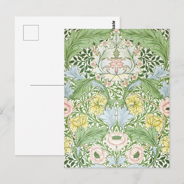 Wm Morris Myrtle Floral Art Nouveau Ljus Vykort (Fram/baksida)