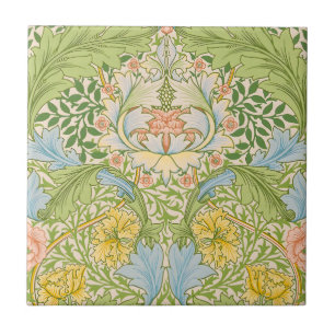 Wm Morris Myrtle Floral Art Nouveau Pastell Kakelplatta