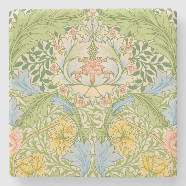 Wm Morris Myrtle Floral Art Nouveau Pastell Stenunderlägg (Framsidan)