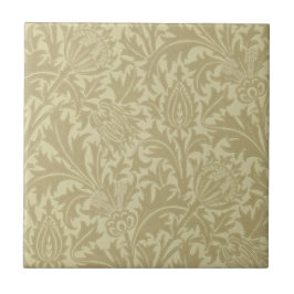 WM Morris Ochre Thistle Arts & Crafts Repro Tile Kakelplatta