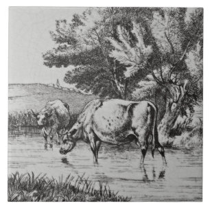 WM Wise Minton Boskap Cows Tile Repro c 1879 Kakelplatta