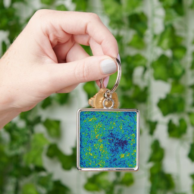 WMAP Mikrovågsanisotropi-sond Universumkarta Fyrkantig Silverfärgad Nyckelring (Hand)